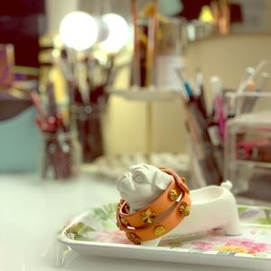 Coral Tory Burch double-wrap bracelet